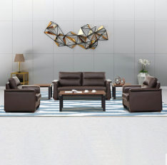 辦公沙發簡約現代實木腳三人位單人位商務接待沙發